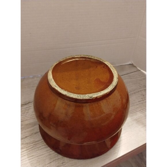 Brown Glazed Ceramic Pottery Bowl 7.5" X 5" Decorative Accent Piece - Picture 3 of 3
